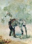 Artilleryman Saddling his Horse, 1879 (oil on canvas)