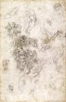 Study of figures for 'The Last Judgement' with artist's signature, 1536-41 (charcoal on paper) (recto)