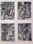 The 'Small Passion' series (clockwise): The Betrayal of Christ; Christ before Annas; Christ before Caiaphas; the Mocking of Christ, pub. 1511 (woodcut)