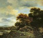 Landscape with Wooded Hillock (oil on canvas)