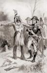 Tecumseh rebukes General Proctor for retreating during The Battle of the Thames, aka the Battle of Moraviantown, which was part of The War of 1812, from 'The History of Our Country', published 1905 (litho)