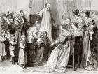 Saint Vincent de Paul, 1581 – 1660. French Catholic priest who served the poor. Here preaching to the rich about the poor. From L'Univers Illustre published in Paris in 1868.