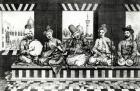 A Group of Oriental Musicians (engraving) (b/w photo)