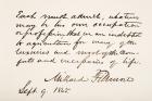 Millard Fillmore, 1800 - 1874. 13th president of the United States of America. Hand writing sample.