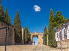 Antequera, Malaga Province, Andalusia, southern Spain. Arco de los Gigantes (Arch of the Giants) seen from within the Alcazaba (citadel) walls. (photo)
