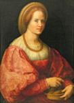 Portrait of a Woman with a Basket of Spindles, c.1514-17 (oil on panel)