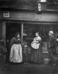 Street scene in Victorian London (b/w photo)