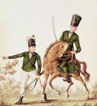 Man and Huzzar of the Queen's Rangers (colour litho)