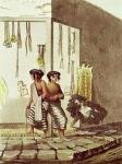Pampa Indians at a Store in the Indian Market of Buenos Aires, from 'Picturesque Illustrations of Buenos Aires and Montevideo', engraved by J. Bluck (fl.1791-1819) 1820 (coloured engraving)
