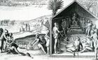 The king receiving European visitors, Cape Lopez, Gabon, Africa, 16th century (engraving)