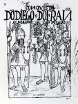 Conquistadors Diego de Amagro and Francisco Pizarro reconciled at Castille (woodcut)