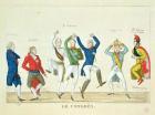 Satirical cartoon depicting the key protagonists in a dance at the Congress of Vienna in 1815 (engraving)