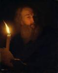 Man with a Candle (Artificial Light Effect) (oil on canvas)
