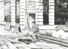 Musician St. Ann's Square, 2016, (Ink on paper)