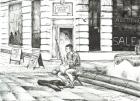 Musician St. Ann's Square, 2016, (Ink on paper)