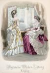 Two Ladies, fashion plate from the 'Allgemeine Moden-Zeitung', Leipzig, 1872 (coloured engraving)