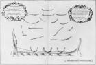 Profile of a vessel with its central floor plates, illustration from the 'Atlas de Colbert', plate 3 (pencil & w/c on paper) (b/w photo)