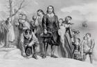 The Landing of the Pilgrims at Plymouth, Mass. Dec. 22nd, 1620, pub. 1876 (engraving) (b/w photo)