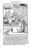 The Pope selling Indulgences from 'Passional Christi und Antichristi' by Philipp Melanchthon, published in 1521 (woodcut) (b/w photo)