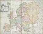 Wallis's New Map of Europe Divided into its Empires Kingdoms &c, 1789 (hand coloured engraving)