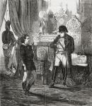 The interrogation of Friedrich Stabs after his failed attempt to assassinate Napoleon I in 1809, from 'Societes Secretes, les Francs Macons', published c.1867 (engraving)