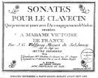 Title Page for 'Sonates pour le clavecin' dedicated to Madame Victoire de France (1733-99) by Mozart (1756-91), published in Paris in 1764 (engraving) (b/w photo)