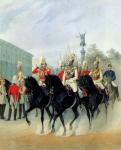 Emperor Nicholas I (1796-1855) and Grand Duke Alexander (1845-94) in St. Petersburg, 1843 (w/c on paper)