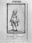 Caricature of Andre Boniface Louis of Riqueti, Viscount of Mirabeau, nicknamed Mirabeau-Tonneau (pen & brown ink & grey wash on paper)