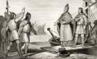 Louis IV (921-54) d'Outremer lands in France after the death of Raoul in 936, from 'Histoire de France' by Colart, published c.1840 (engraving)