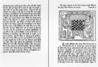 Pages from the English translation of 'De Ludo Saccorum' by Jacques de Cessoles, including an illustration of two people playing chess, c.1483 (woodcut)