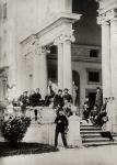Residents of Villa Medici in Rome, photo sent and dedicated by Claude Debussy (1862-1918) to his parents, 1884-85 (b/w photo)