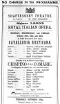 Playbill advertising a performance of 'Cavalleria Rusticana' and 'Crispino e la Comare' at the Shaftesbury Theatre, 1891 (printed paper)
