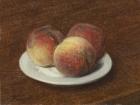 Three Peaches on a Plate, 1868 (oil on paper on canvas)