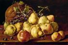 Still Life with quinces, peaches, grapes and pumpkin (oil on canvas)