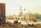 State House, Philadelphia, engraved by Deroy (colour litho)