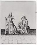 Blanche de Castille (1188-1252) Queen of France and her Son Louis at his Studies (engraving) (b/w photo)