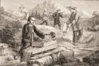 Californian Gold Prospecting in the 1860s (engraving)