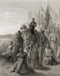 King Louis IX (1217-70) before Damietta, illustration from 'Bibliotheque des Croisades' by J-F. Michaud, 1877 (litho)