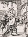 Barber, reproduction of a woodcut by Jost Amman (1539-91) from 'Le Moyen Age et La Renaissance' by Paul Lacroix (1806-84) published 1847 (litho)