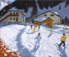 Skiing into Val Gardena,Italy.2015/17,(oil on canvas)