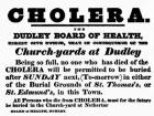 Dudley Board of Health poster announcing the burial procedure for people who have died of Cholera, c.1840's (litho) (b/w photo)