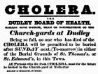 Dudley Board of Health poster announcing the burial procedure for people who have died of Cholera, c.1840's (litho) (b/w photo)