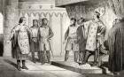Louis VIII (1187-1226) the Lion receives an envoy from his enemy Henry III (1207-72) of England, from 'Histoire de France' by Colart, published c.1840 (engraving)