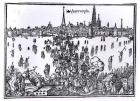 View of Antwerp (woodcut) (b/w photo)
