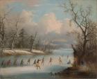 Indians Playing Lacrosse on the Ice, 1859 (oil on canvas)