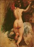 Female nude seen from the back, c.1835-40 (oil on board)