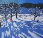 The Orchard in Winter,Morzine,(oil on canvas)