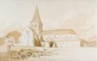 Notre Dame sur l'Eau, Domfront, Normandy, c.1820 (brown wash and graphite on paper)