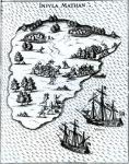 Ferdinand Magellan (c.1480-1521) Fighting Natives on Mactan Island in 1521 (engraving) (b/w photo)