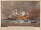 Burning of the Clipper Ship, 'Golden Light', (litho)